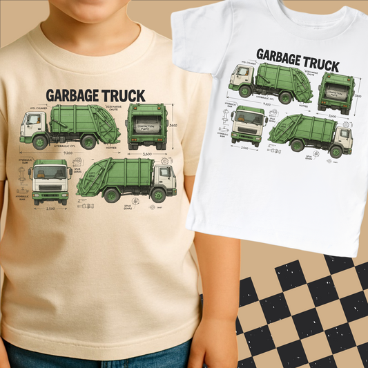 Garbage Truck Blueprints Shirt - Fun Garbage Truck Tee - Convenient store