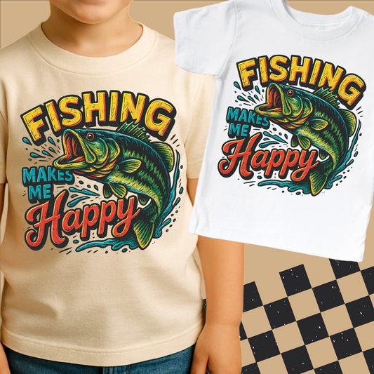 Fishing Make Me Happy Shirt - Bass Fishing Outdoors Tee - Convenient store