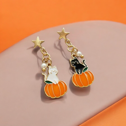 Pumpkin Cat Earrings