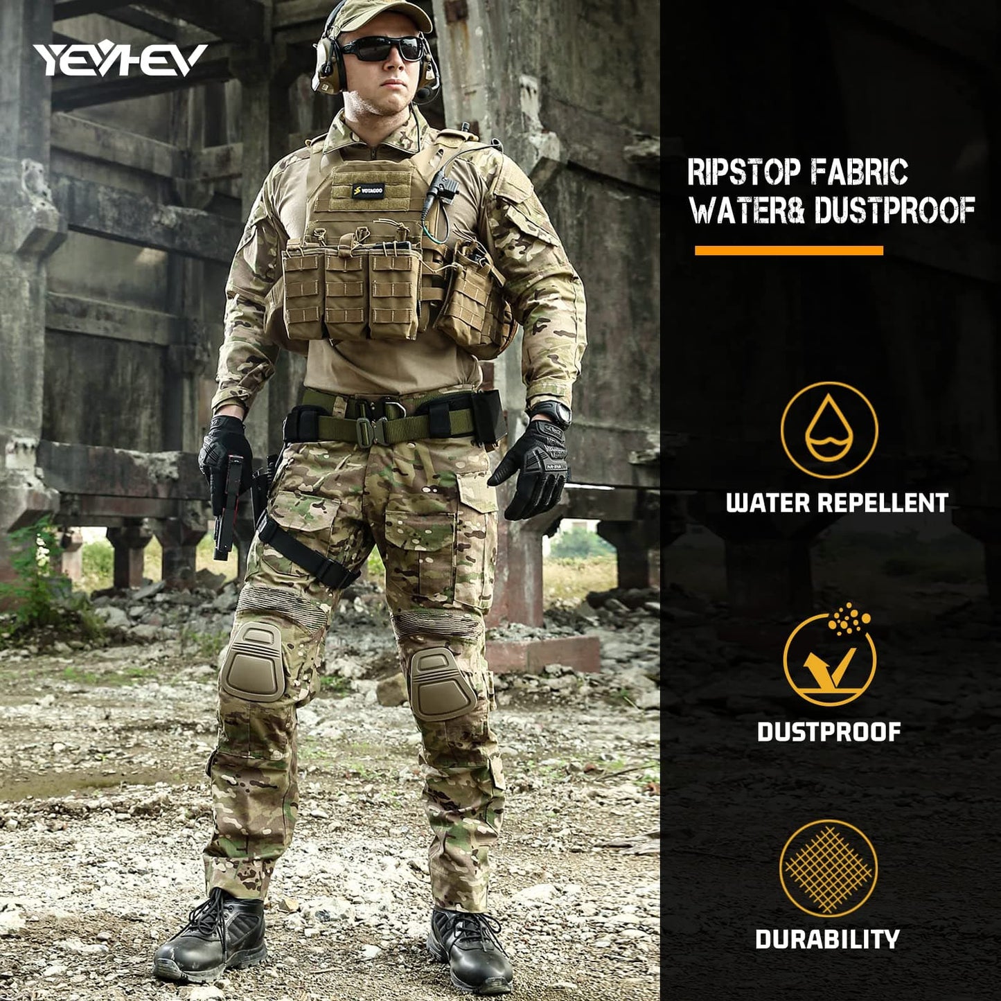 Army Tactical Desert Combat Pants with Knee Pads - G3