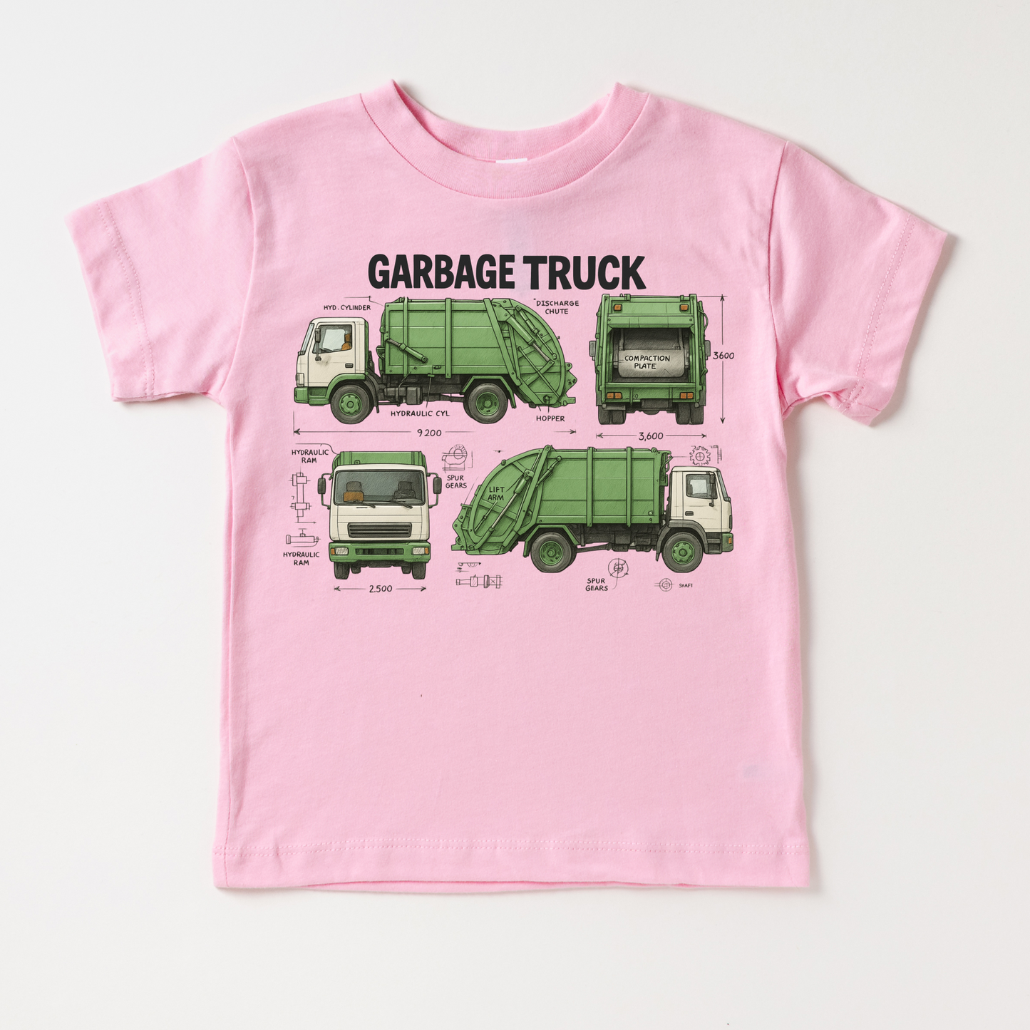 Garbage Truck Blueprints Shirt - Fun Garbage Truck Tee - Convenient store