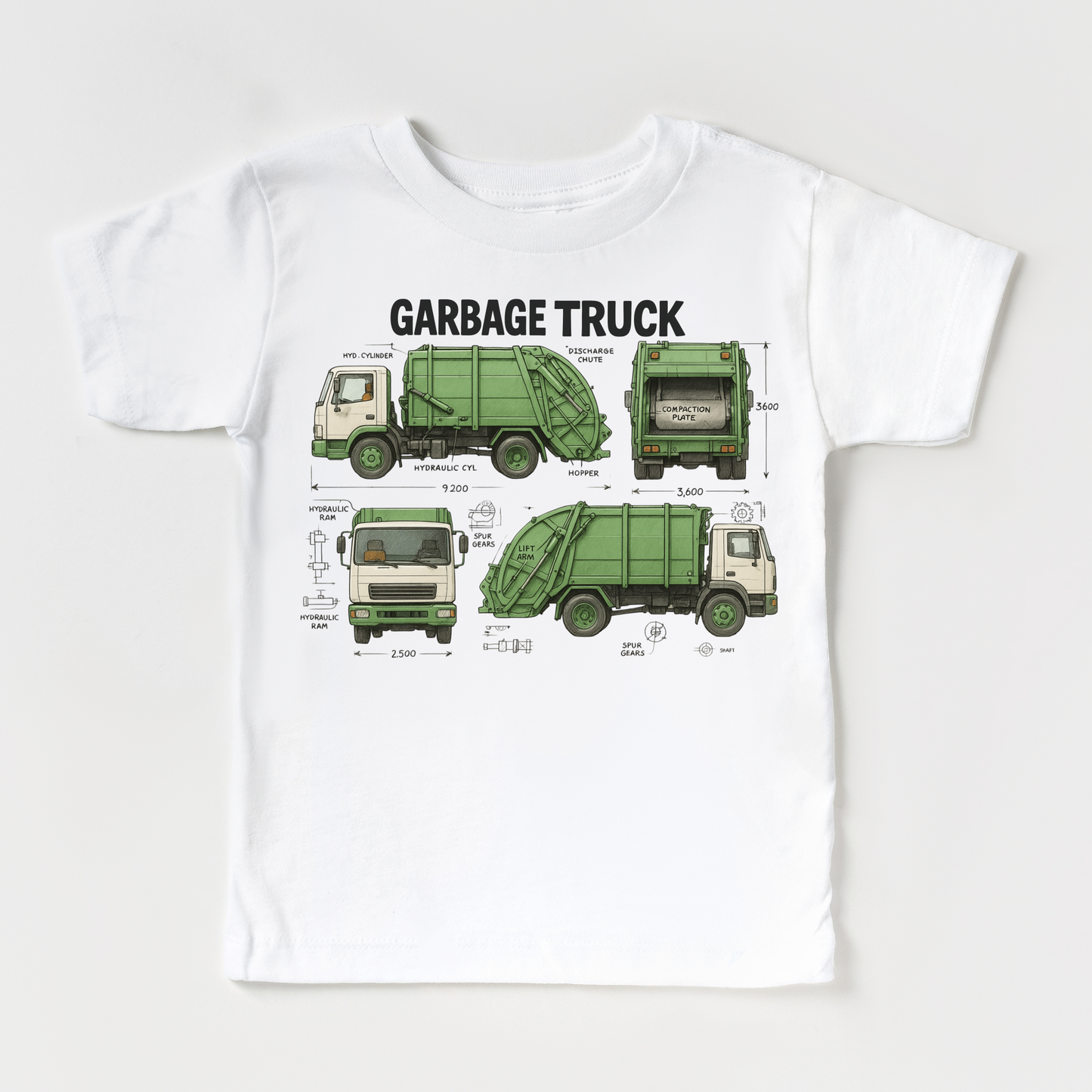 Garbage Truck Blueprints Shirt - Fun Garbage Truck Tee - Convenient store