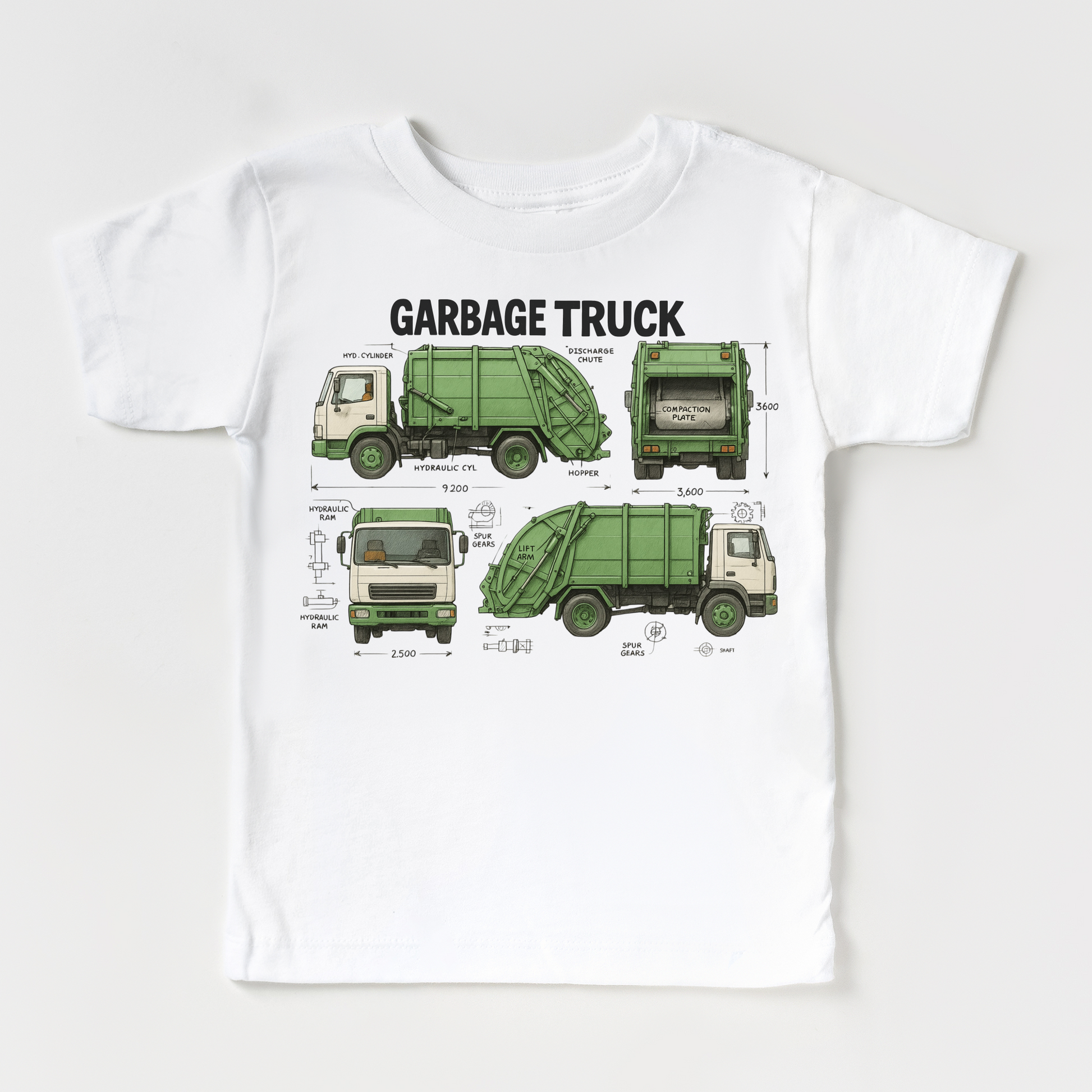 Garbage Truck Blueprints Shirt - Fun Garbage Truck Tee - Convenient store