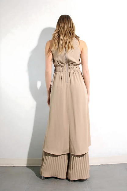Escape to Milan Taupe Pleated Pants Set