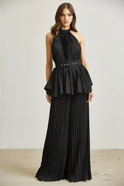 Midnight in Monaco Chiffon Pleated Pant Set