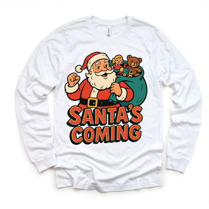 Santa Is Coming Kids Christmas Shirt - Christmas Tee - Convenient store