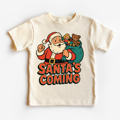 Santa Is Coming Kids Christmas Shirt - Christmas Tee - Convenient store
