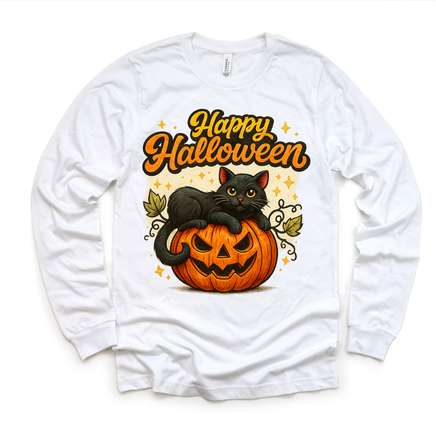 Happy Halloween Black Cat and Jack O Lantern Shirt - Halloween Tee - Convenient store