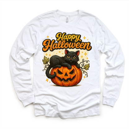Happy Halloween Black Cat and Jack O Lantern Shirt - Halloween Tee - Convenient store