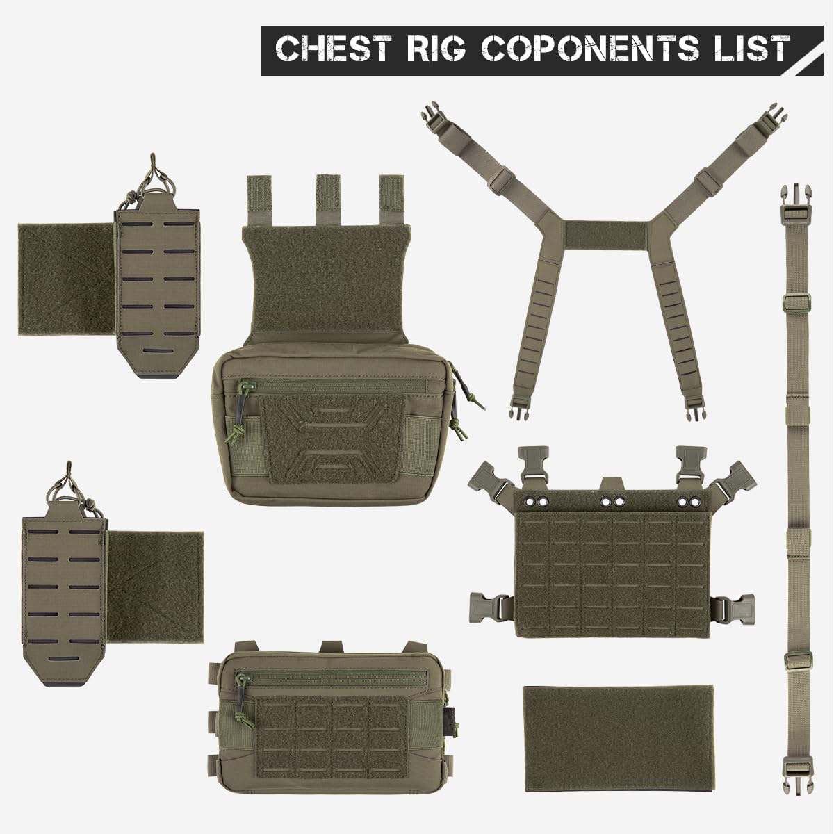 Votagoo Tactical Chest Rig，Molle Modular Micro Fight Chest Rigs Adjustable&Detachable with 5.56/7.62 Magazine Pouch