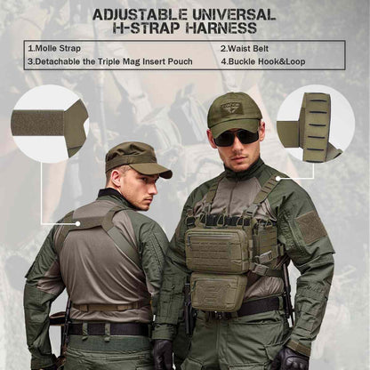 Votagoo Tactical Chest Rig，Molle Modular Micro Fight Chest Rigs Adjustable&Detachable with 5.56/7.62 Magazine Pouch