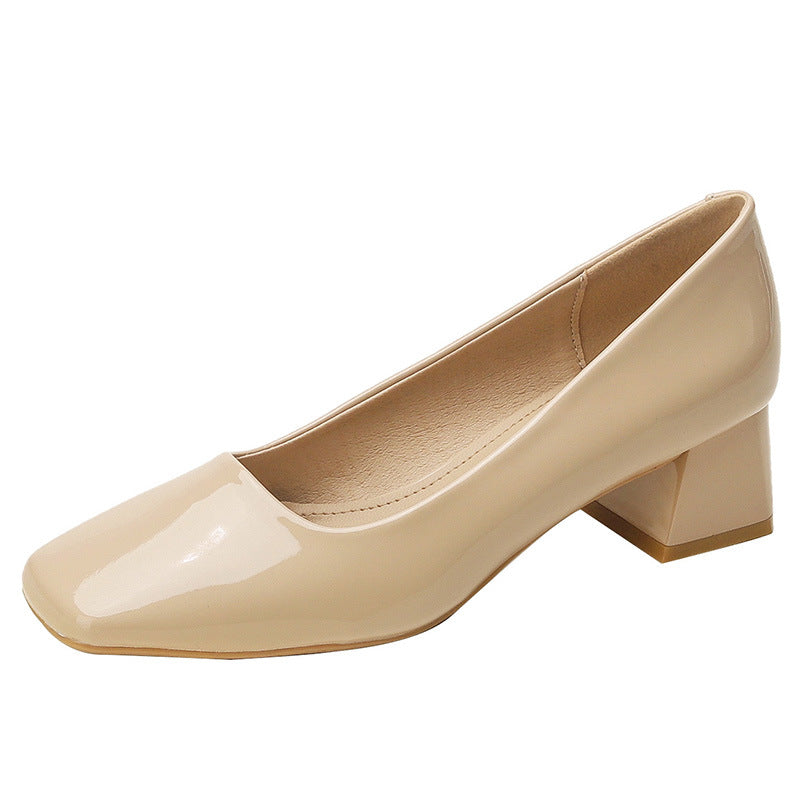 Lady Chunky High Heels Square Toe Gentle Mary Jane High Heels - Convenient store
