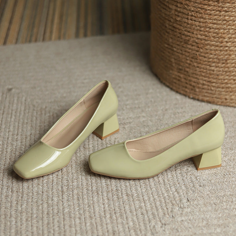 Lady Chunky High Heels Square Toe Gentle Mary Jane High Heels - Convenient store
