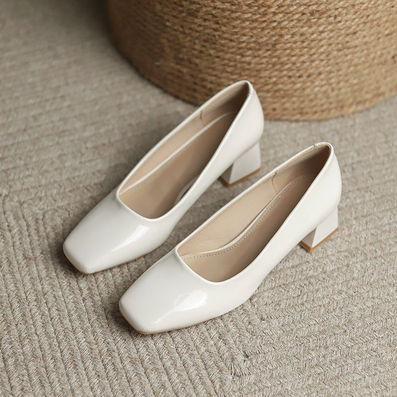 Lady Chunky High Heels Square Toe Gentle Mary Jane High Heels - Convenient store