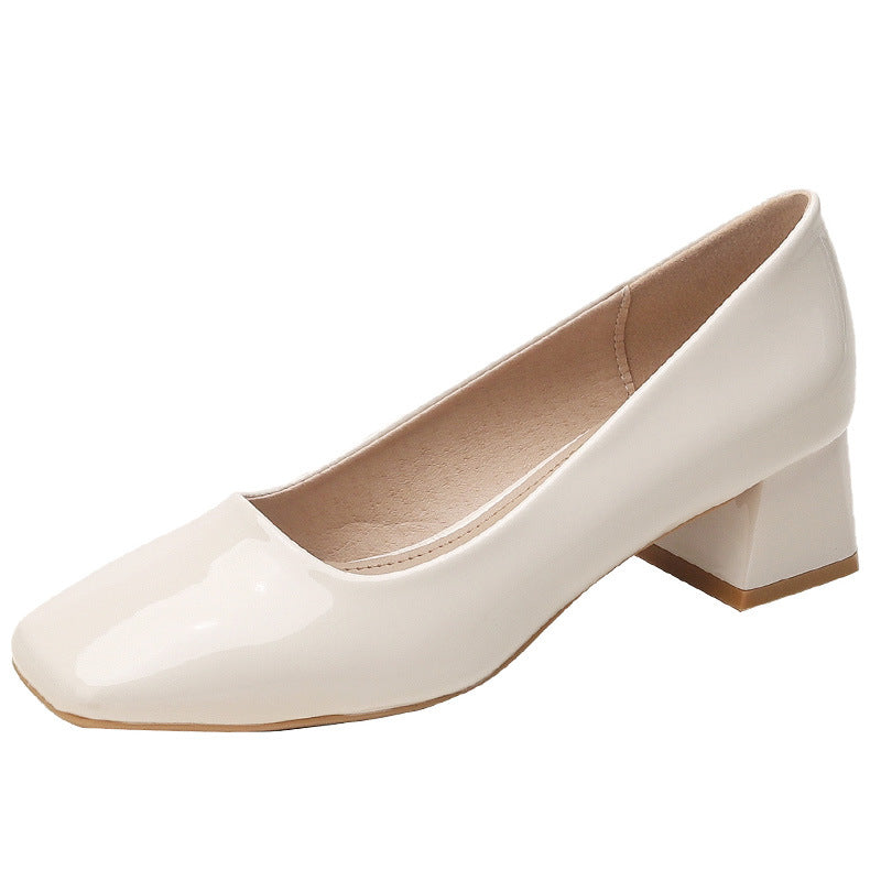 Lady Chunky High Heels Square Toe Gentle Mary Jane High Heels - Convenient store