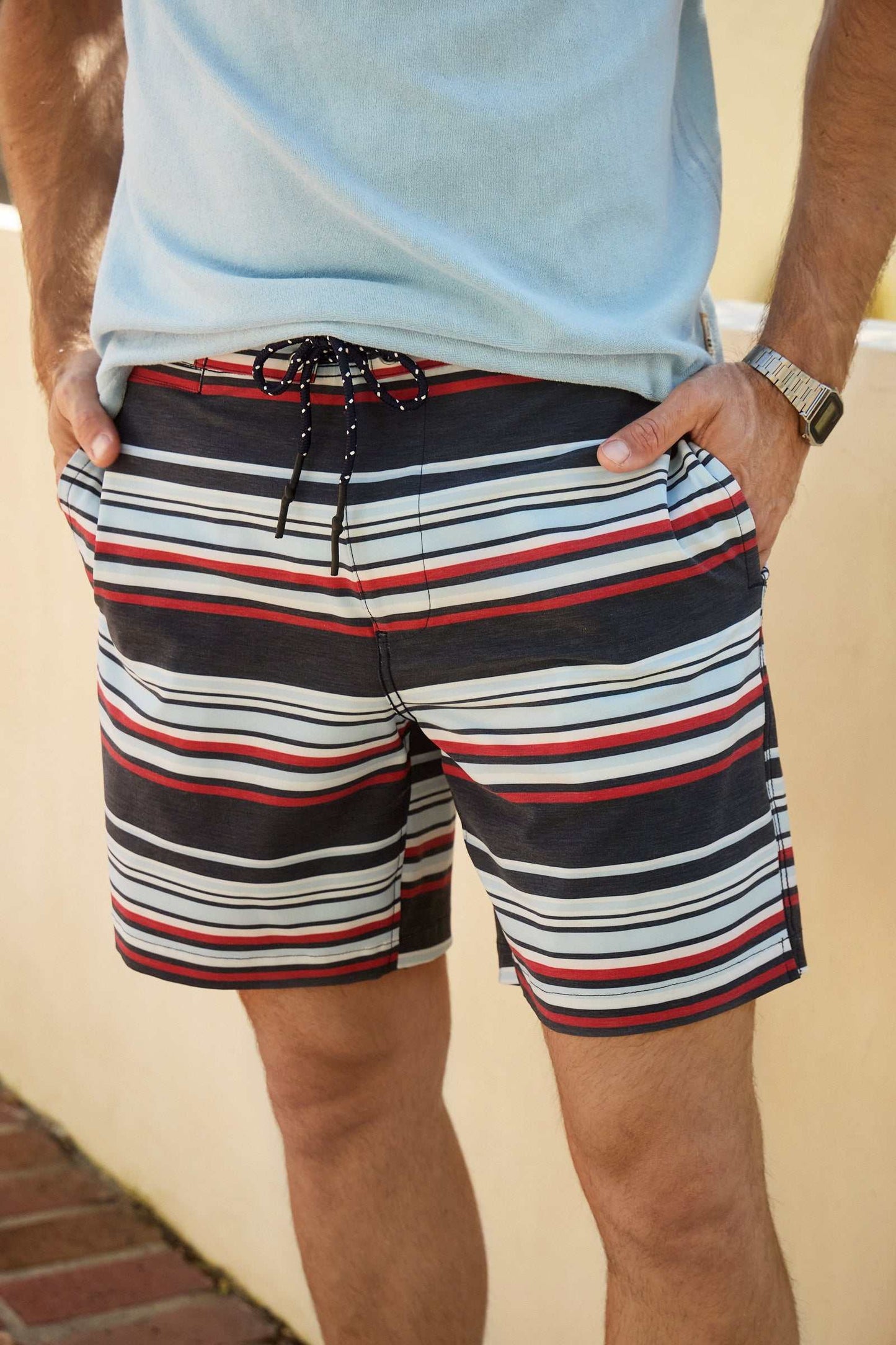 Duke 7.25” Stripe Boardshort - Navy Combo - Convenient store