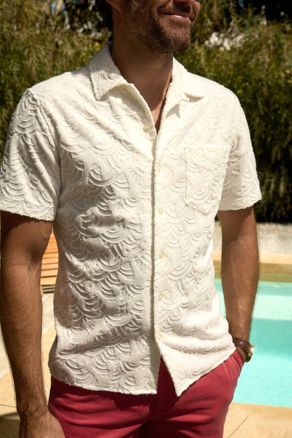 Mariner Terry Camp Collar Shirt - Brilliant White - Convenient store