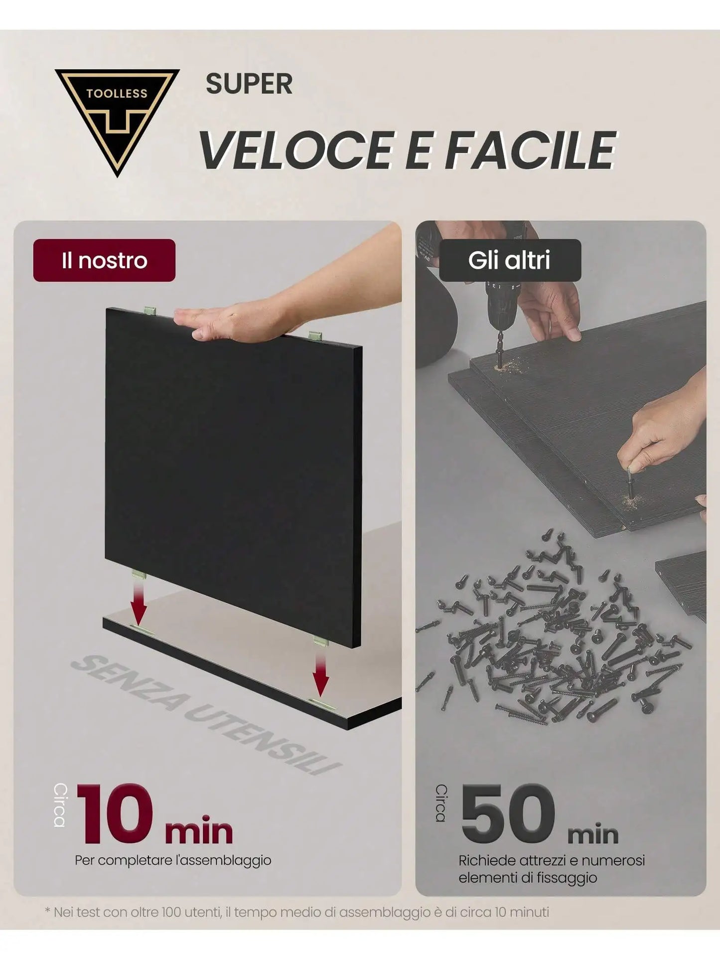 VASAGLE Bedside Table Toolless Assembly