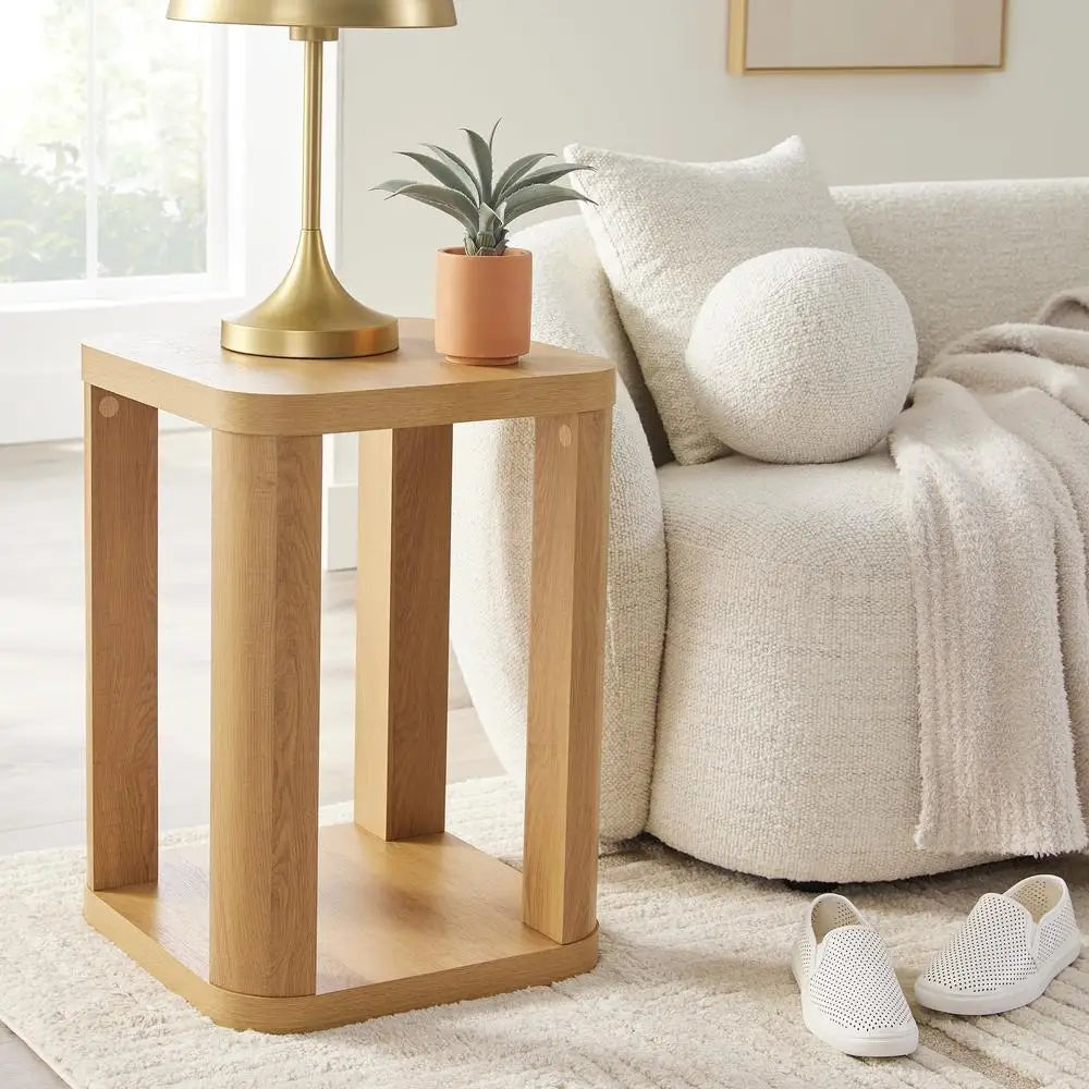 Modern Accent Table with Storage Compact Side