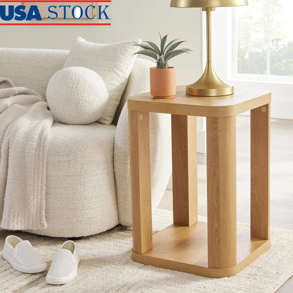 Modern Accent Table with Storage Compact Side