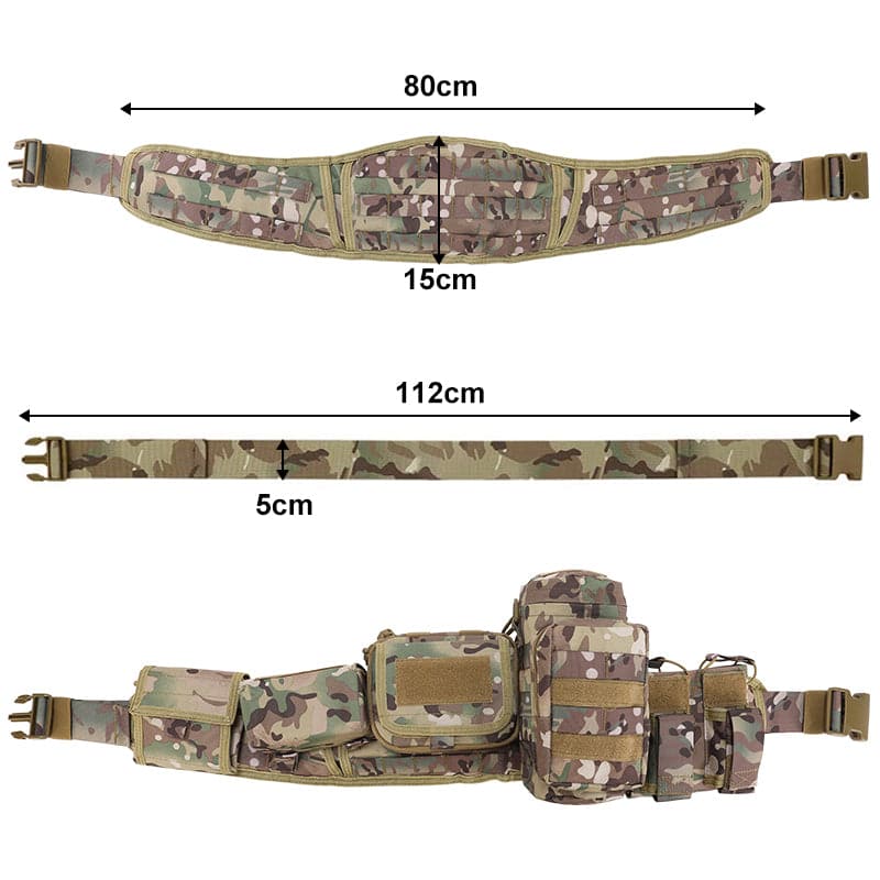 Military Padded Belt 1000D Nylon Molle Waist Combat Bag