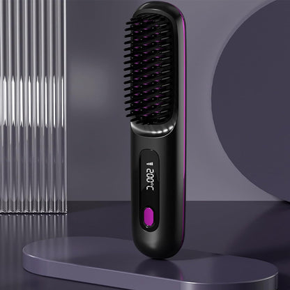 S7 Portable Cordless Hair Straightening Brush With LED Display - Lightweight Mini Negative Ion Hot Brush, USB Rechargeable Women's Travel Essentials Gift, Scald Protection - Convenient store
