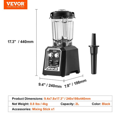 Professional Blender, Commercial Countertop Blenders, 68 Oz Jar Blender Combo, Stainless Steel 3 Functions Blender, For Frozen Drinks, Shakes, Smoothies, Peree, And Crush Ice, Black Convenient store