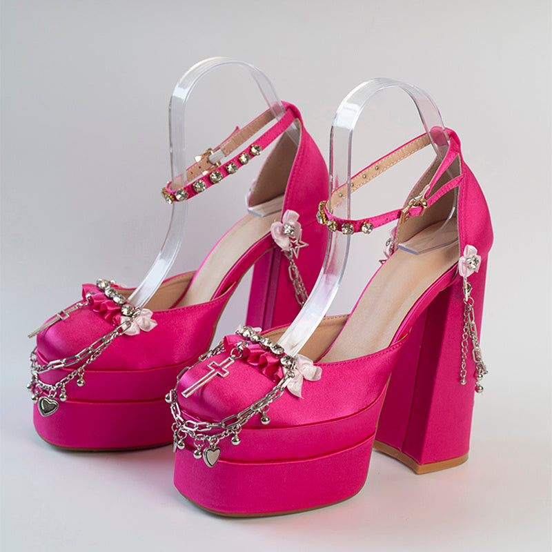 Thick Soled Hentian High Heels - Convenient store