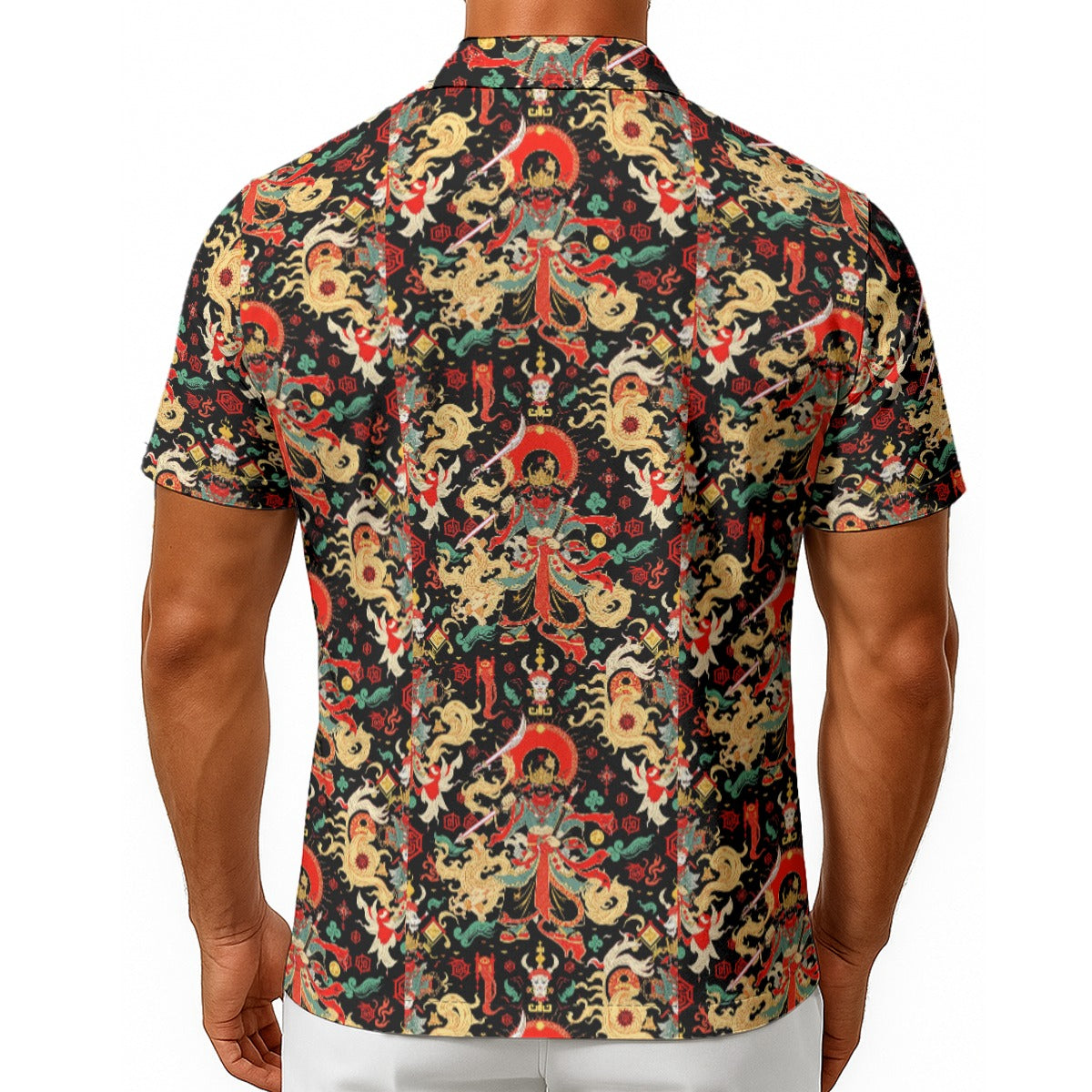 Munsieur All-Over Print Streetwear Tee with Dragon Design