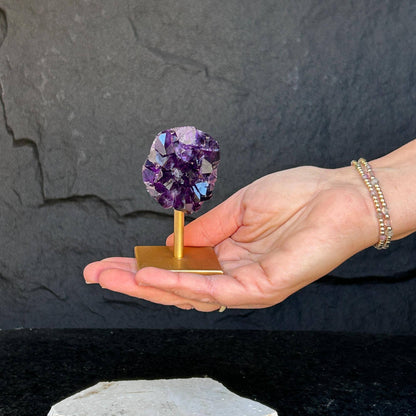 Amethyst on metal base from Uruguay, A+ quality