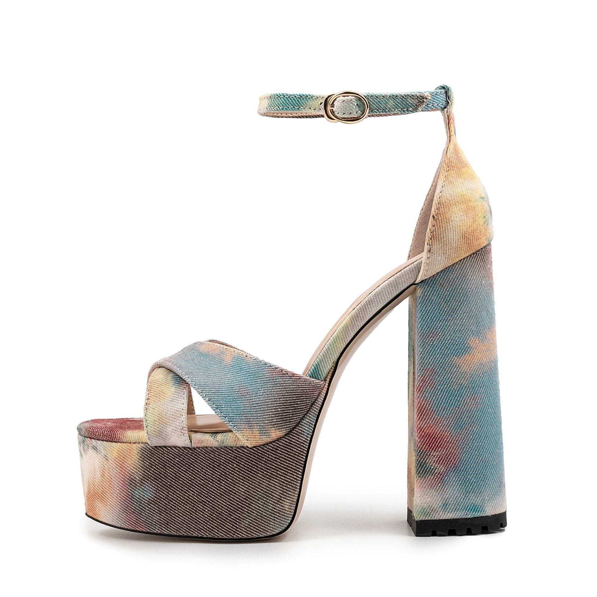 Waterproof Platform Thick Heel Ankle-strap Buckle High Heels - Convenient store