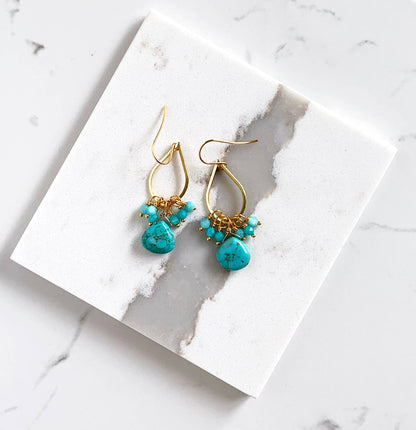 Turquoise Teardrop Earrings | Blue Green Earrings