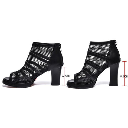 Mesh Shoes Women's High Heels With Thick Heels - Convenient store