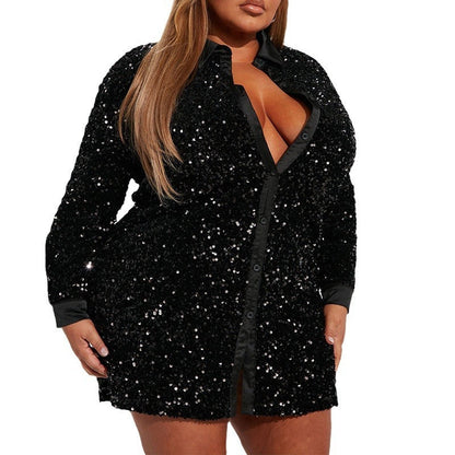 Women's Fashionable Sequins Long-sleeved Coat