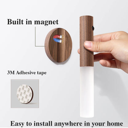 USB Magnetic Wood Motion Sensor Wall Lamp