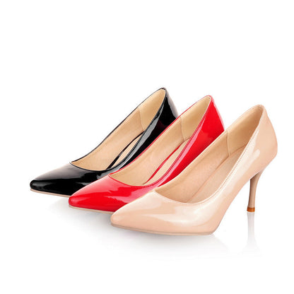 Pointed Women's High Heels Patent Leather Thin Heels - Convenient store