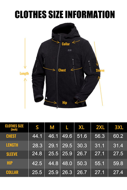 ANTARCTICA GEAR Fleece Heating Jacket, Fit Zip Hood Winter Jacket For Men