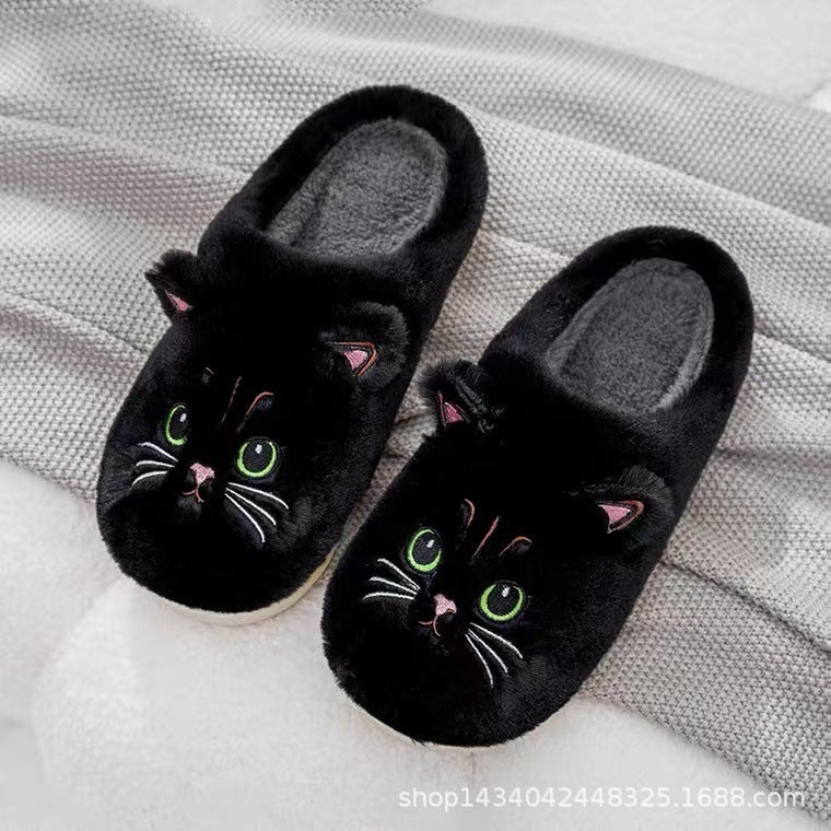 Cartoon Couple Kitty Cotton Slippers