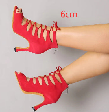 Black And Red Medium High Heels Soft Sole Modern Dance - Convenient store