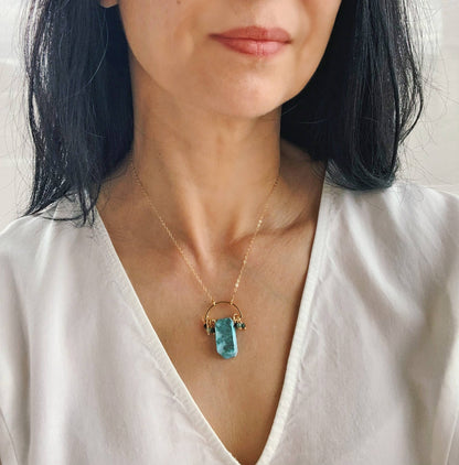 Raw Larimar Pendant Necklace