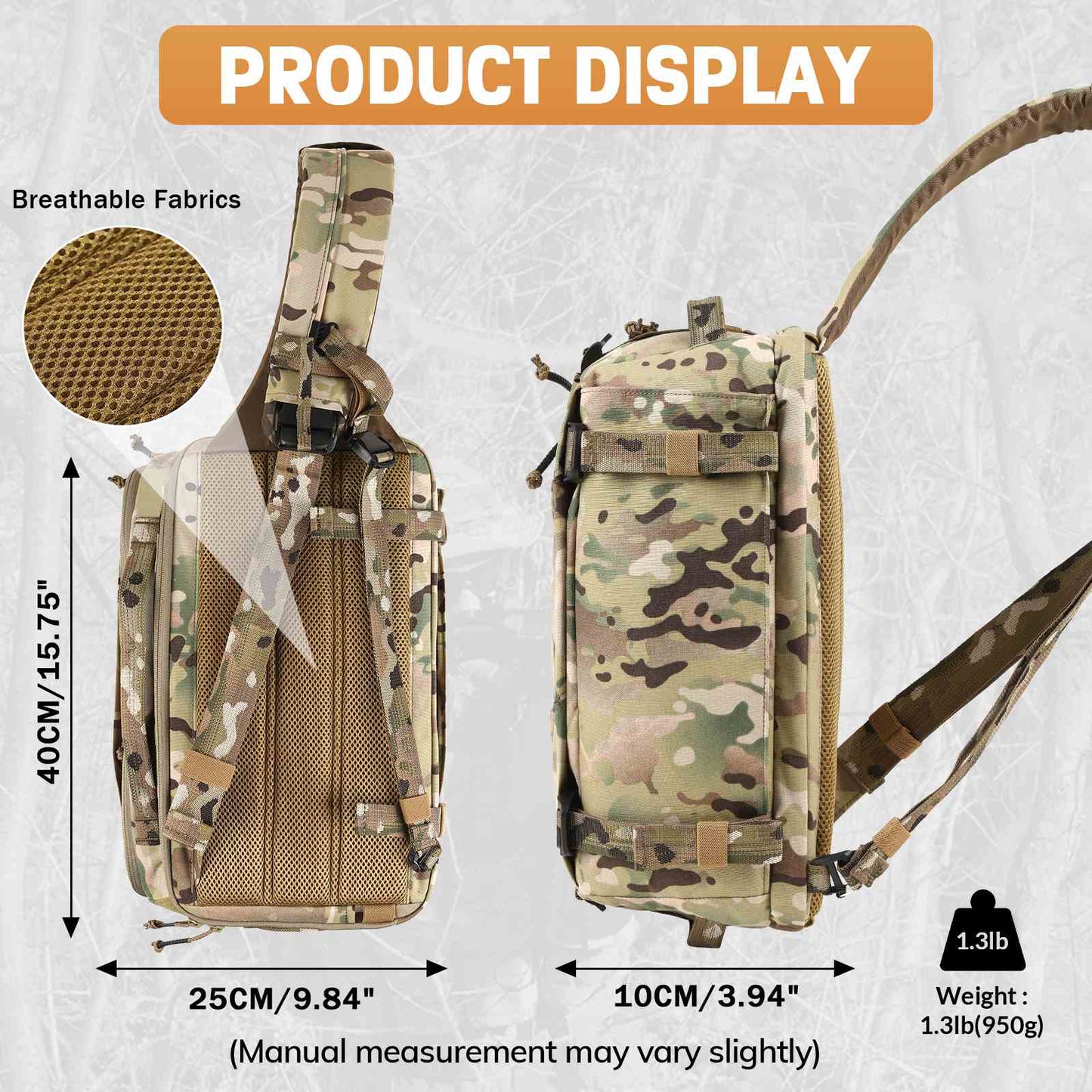 Votagoo Outdoor 13L Tactical Sling Bag 500D Nylon Military Shoulder Pouches