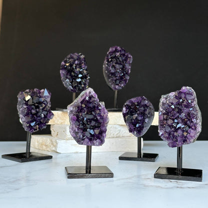 Amethyst on metal base from Uruguay, A+ quality