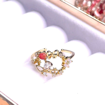 Sweet Garden Floral Butterfly Ring