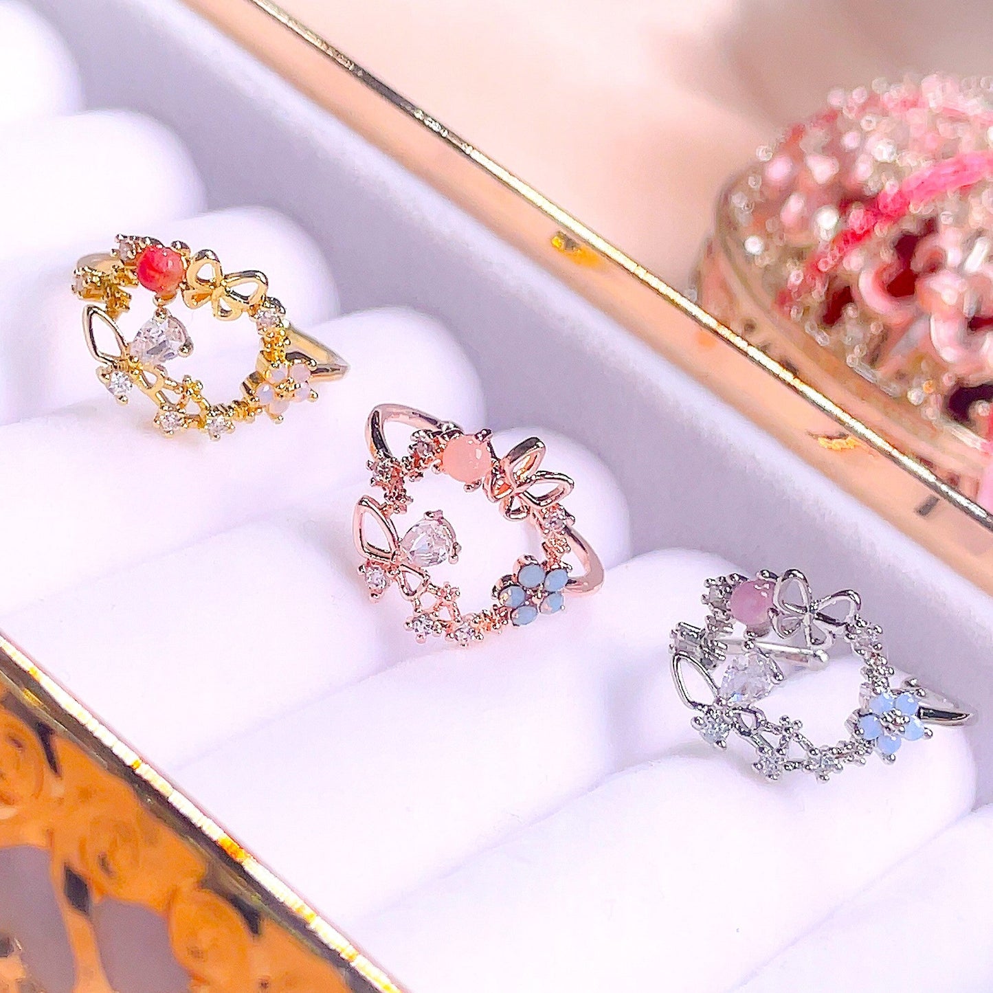 Sweet Garden Floral Butterfly Ring