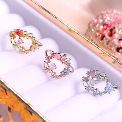 Sweet Garden Floral Butterfly Ring