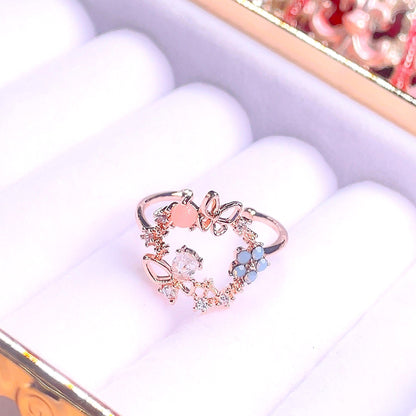 Sweet Garden Floral Butterfly Ring