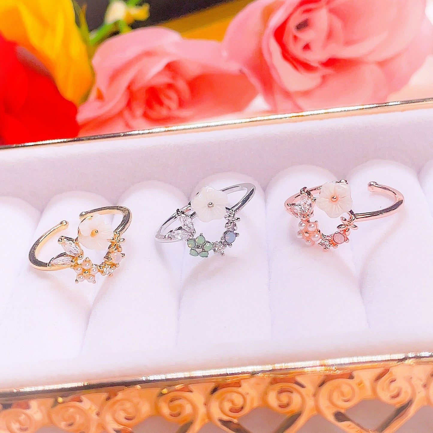 Sweet Garden Floral Wreath Ring