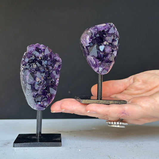 Amethyst on metal base from Uruguay, A+ quality