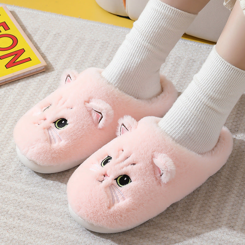 Cartoon Couple Kitty Cotton Slippers