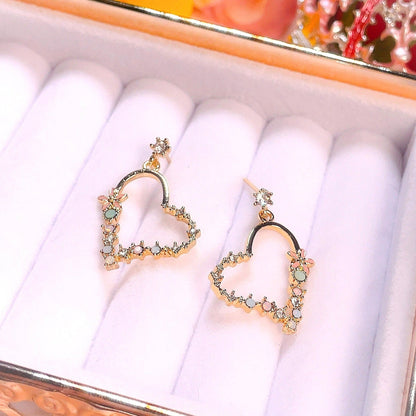 Heart Floral Dangle Earrings